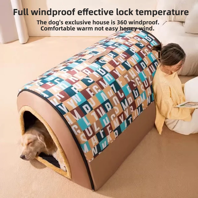 2025 New Dog Kennel Winter Warm Large Dog Oversized Dog House House Closed Winter Removable Golden Pet Four Seasons Use 2