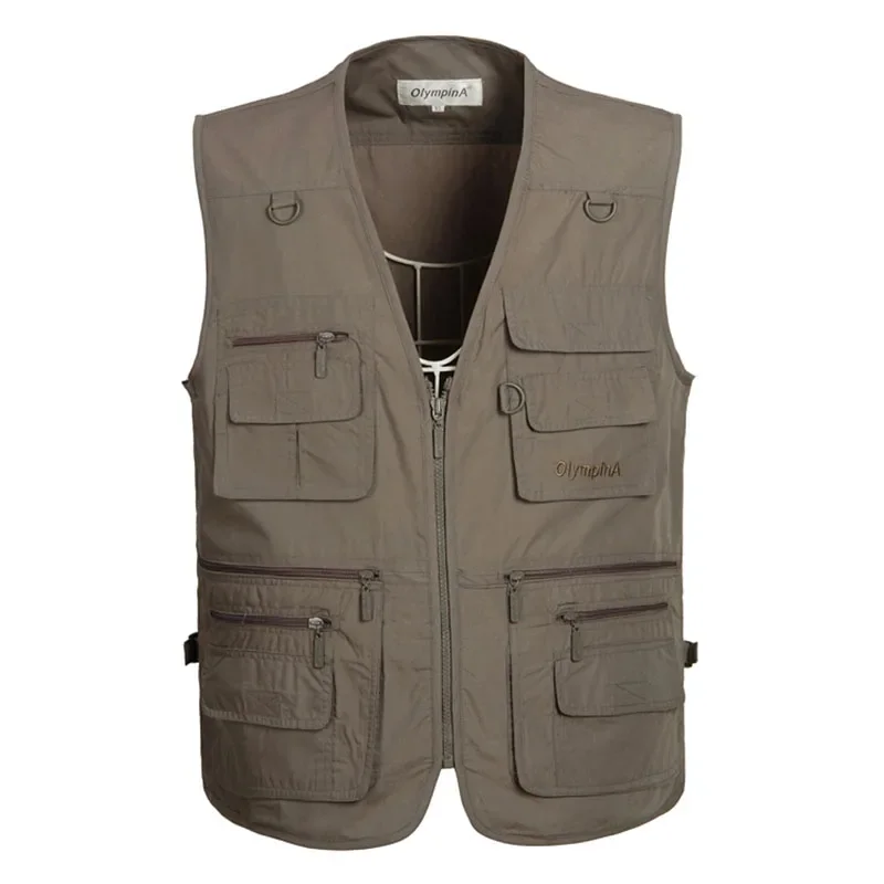 Duohropke Gilet trapuntato da uomo, per attività all'aria aperta, con cappuccio, leggero, funzionale, con molte tasche, gilet da pesca, caccia, escursionismo, senza maniche, campeggio, fotografia, Blu