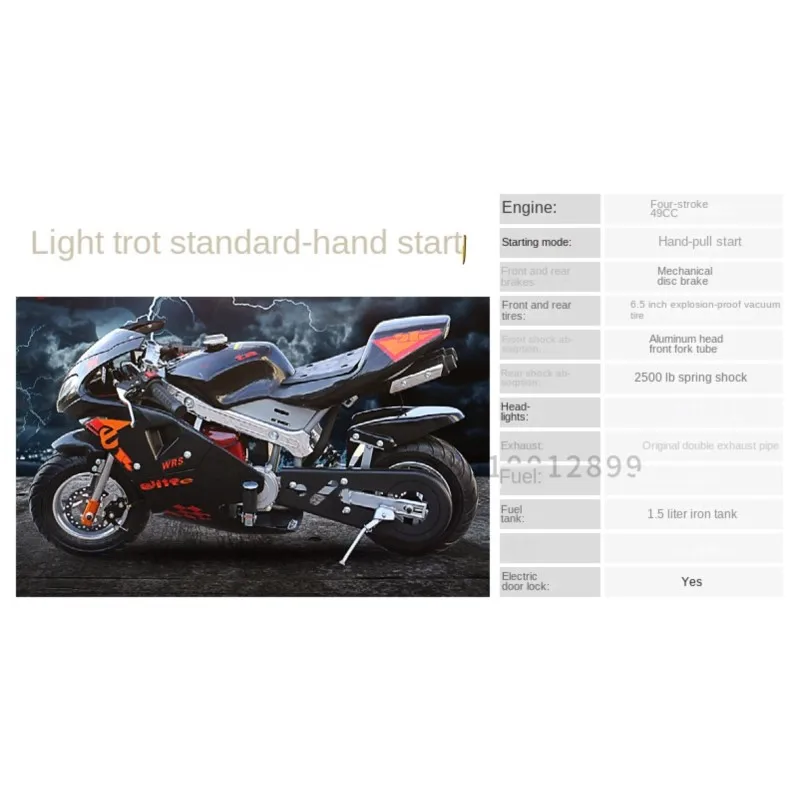 4 Stroke 49CC Sports Manchnical Disc Brake Gasoline Adult Hand Pull Start Gas Scooter Children's Mini Motorcycles