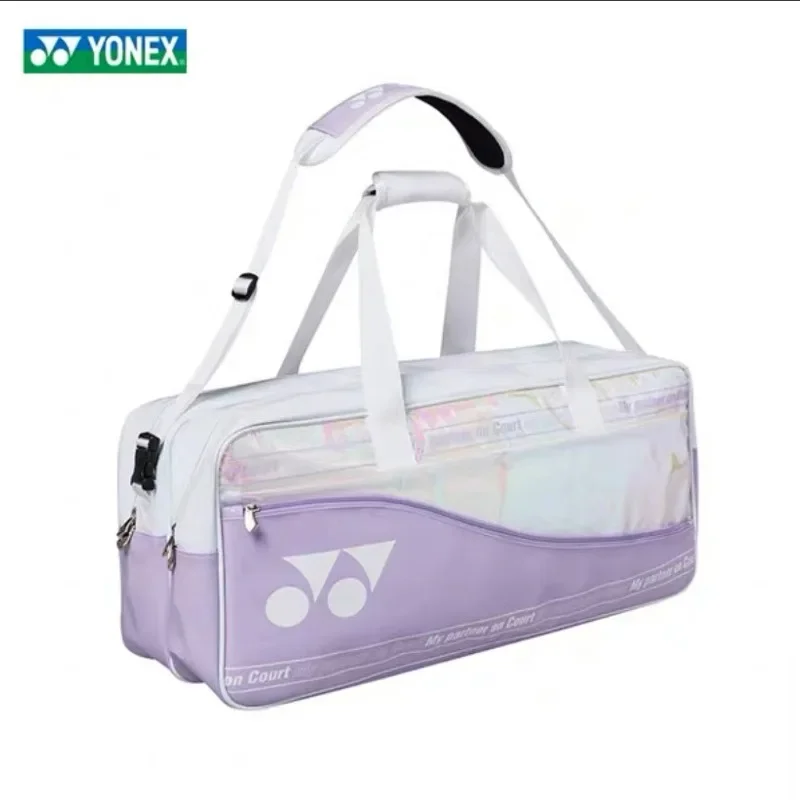 YONEX 방수 배드민턴 라켓 스포츠 가방, 직사각형 레이저 패턴 스포츠 가방, 대용량 라켓 9 개, 신발 칸막이
