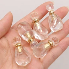 

Natural Stone Clear Quartzs Perfume Bottle Diffuser Pendant For Jewelry Making DIY Necklace Accessories Healing Gems Charms Gift