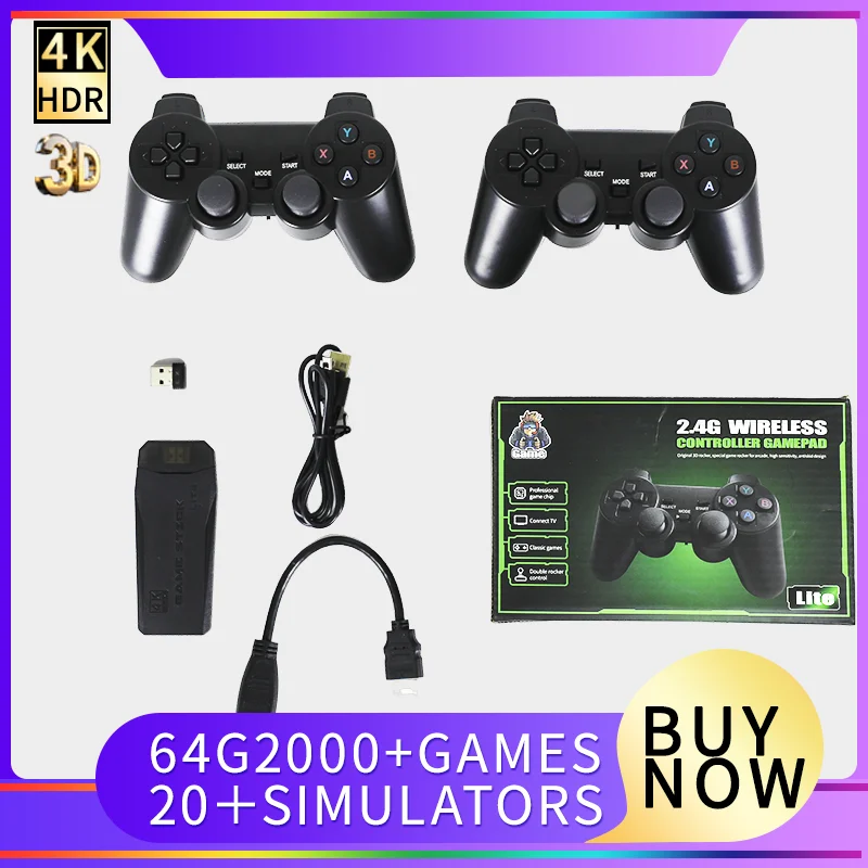 Wireless Retro Gaming Console, 9 Classic Emulators, Plug and Play Video Game Stick Built-in 21000+ Classic Games, 4K HD HDMI Output for TV with Dual 2.4G Wireless Controllers for Ps1/Gba Boy Christmas Gift