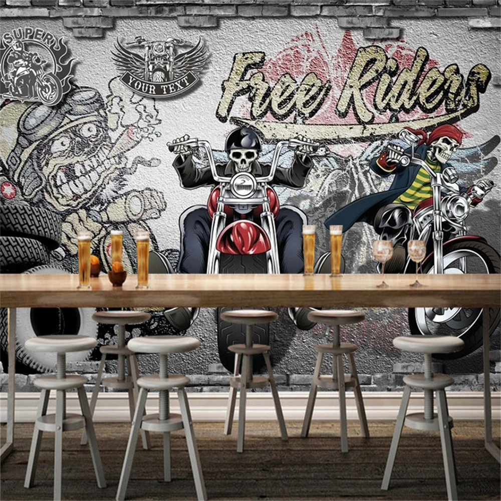 Papel tapiz Retro nostálgico personalizado, papel tapiz 3D con  personalidad, ktv, bar, Internet, cafetería, motocicleta, coche, graffiti,  herramientas de restaurante - AliExpress, image size:1000x1000