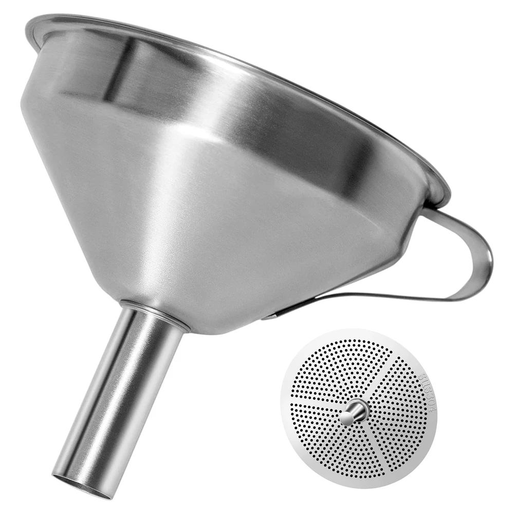 Description Picture 2 of item304 Stainless Steel Funnel with Strainers Bar Filter for Beer Brewing Transferring Liquid Wine Making Brewing Funnel Strainer