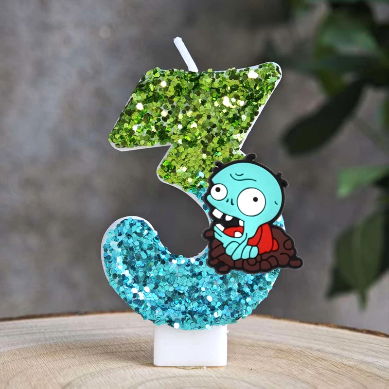 Pflanze vs. Zombie Kerzen Anime Spiel Digital Kinder Geburtstag Kuchen Dekorieren Baby Dusche Party Zubehör Geschenke Liefert – Detail 16