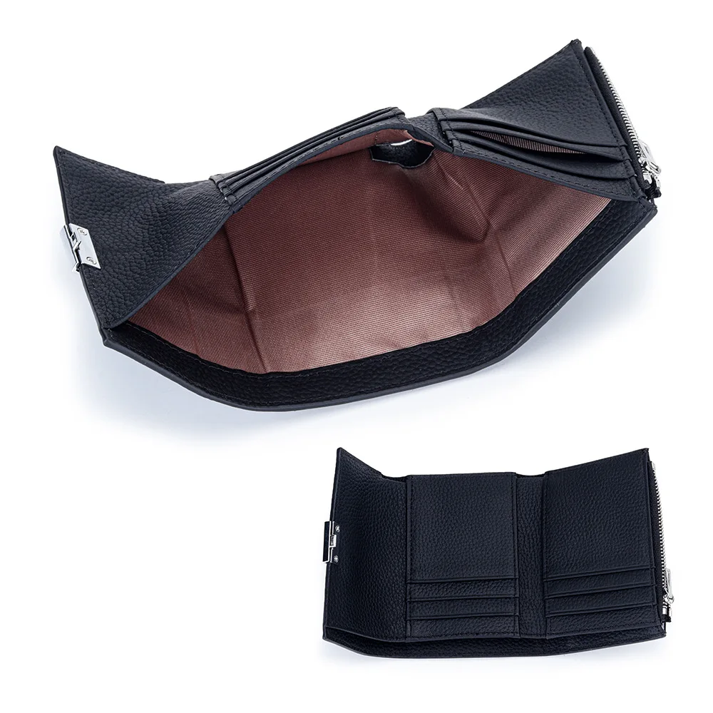 Women Short Wallet with Hardware Lock Buckle
