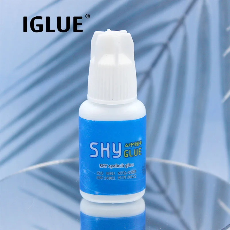 IGLUE SKY Glue para extensión de pestañas, suministros de belleza para mujer, herramientas de maquillaje para la salud, Lava Lash, adhesivo transparente, tapa blanca fuerte