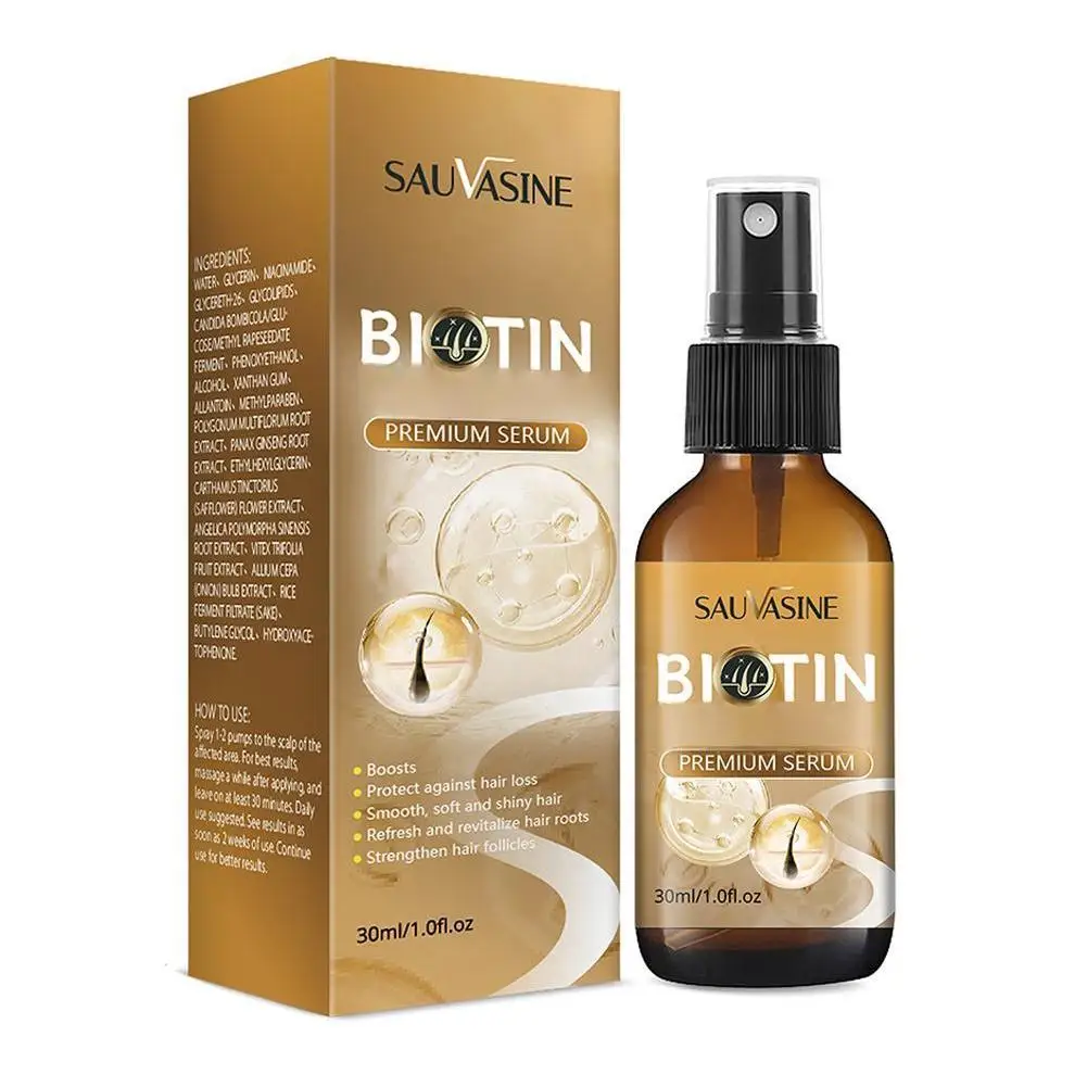 Biotin Hair Thickening Serum For Hair Growth And Volume Loss Prevention And Fine Texturizing Spray Strengthening