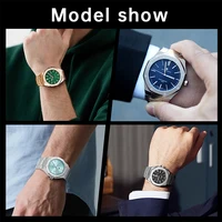 SAPPHERO montre pour hommes, bracelet en acier inoxydable, conception résistante à l'eau, calendrier automatique, cadeaux de fête, horloge boîte cadeau exquise 5