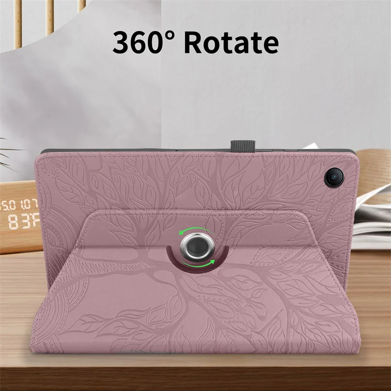 360° Rotating Embossed Protective Tablet Cover - Soft TPU & PU Case