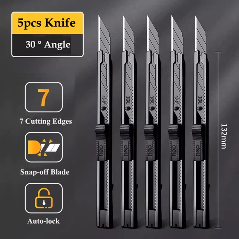 Utility knife box cutter cutting knife 9mm snap off steel blade stainless steel body