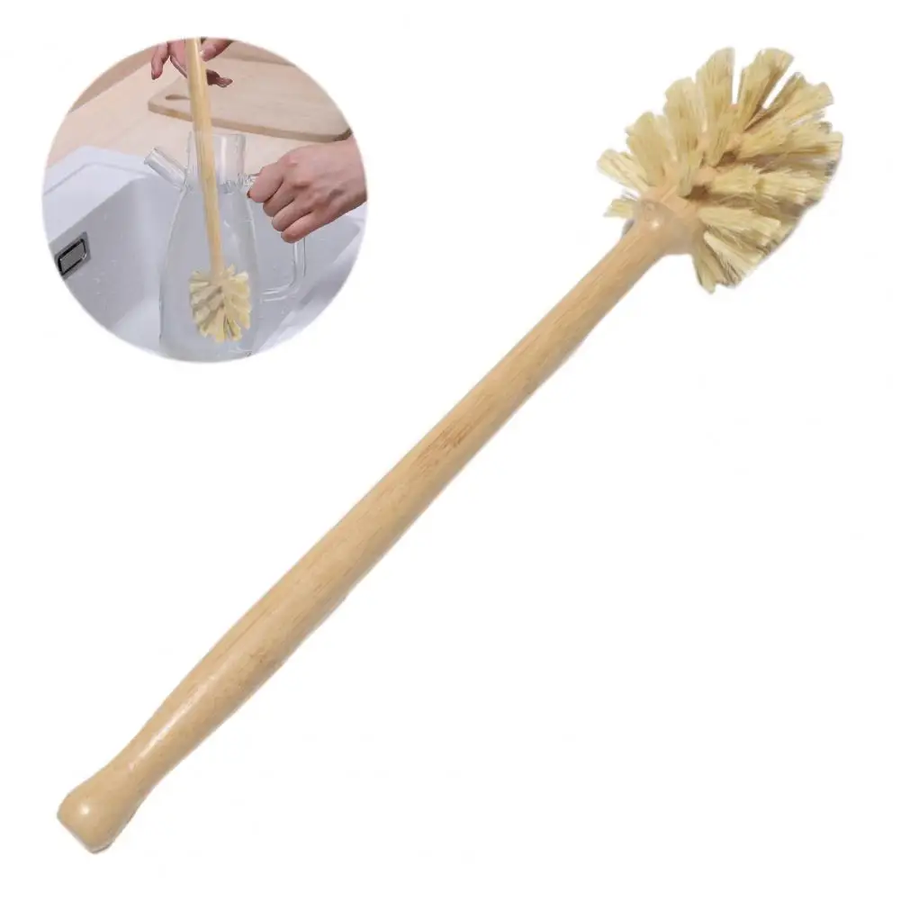 Long Handle Bottle Scrubber Sustainable Beech Wood Handle Brush Eco-friendly Sisal Fiber Toilet Brush for Sustainable for Water
