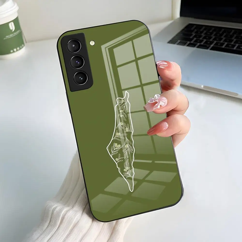 Palestinian Flag Design Black Glass Phone Case