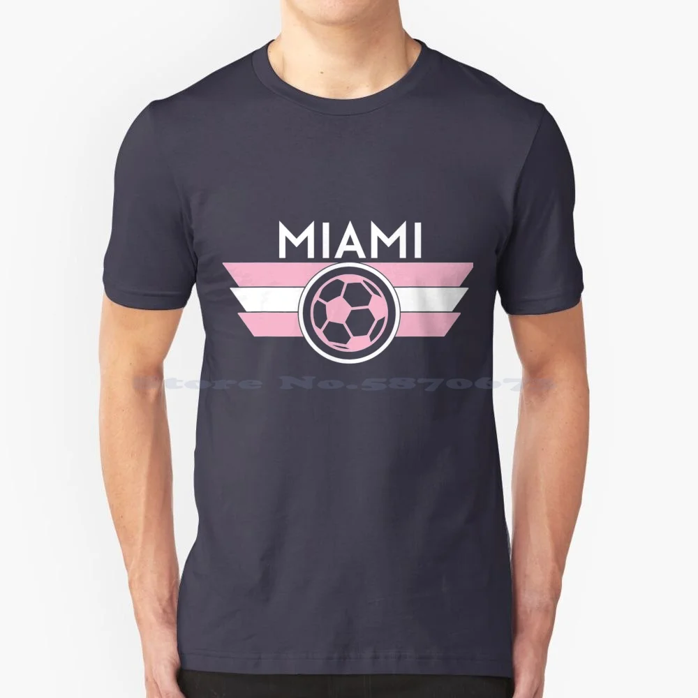 Miami Soccer Jersey Style Team Fan Flag Inter Ball Flamingo T Shirt 100% Cotone Tee Miami Soccer Style Team Fan Flag Inter Ball