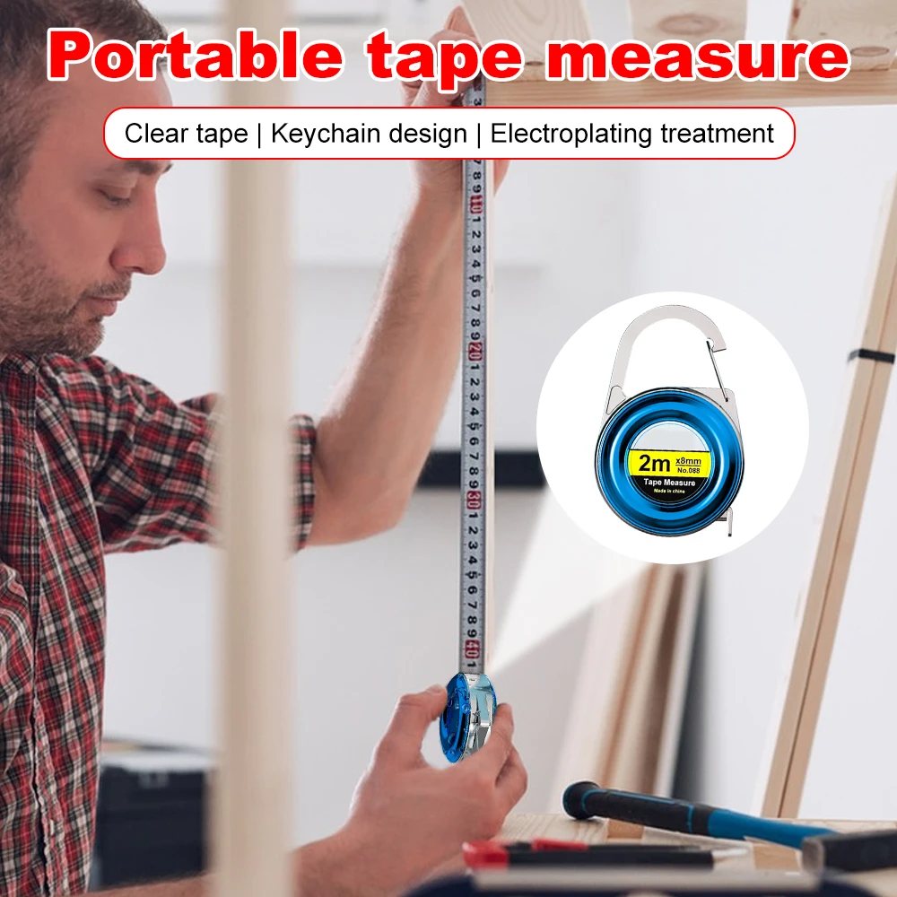 1pc Mini Tape Meter 2M Keychain Steel Tape Measure Delicate Small Steel Measuring Ruler Multipurpose Steel Tape Measure Gifts