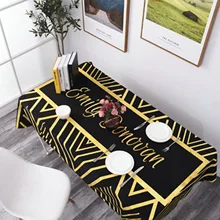 

Super-Softvelvet Tablecloths, Waterproof Table Covers Stripe Black Yellow Dining Table Coffee Table Deco