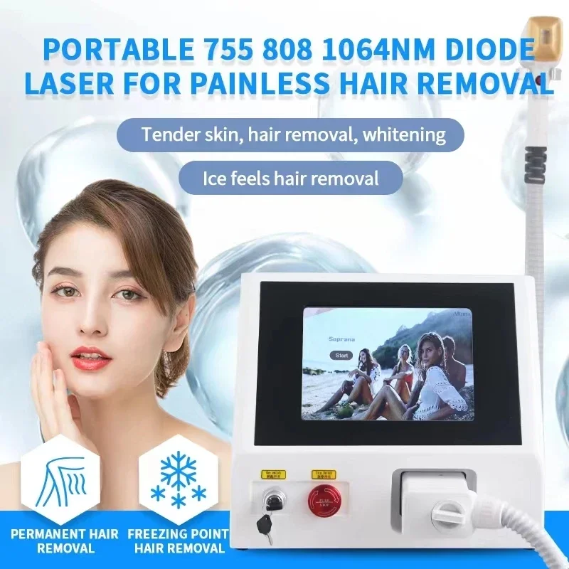 Safe Diode Hair Removal Machine Ice Platinum Diode 755 1064 808nm Wavelength Ice Point Pain Free Permanent Hair Removal