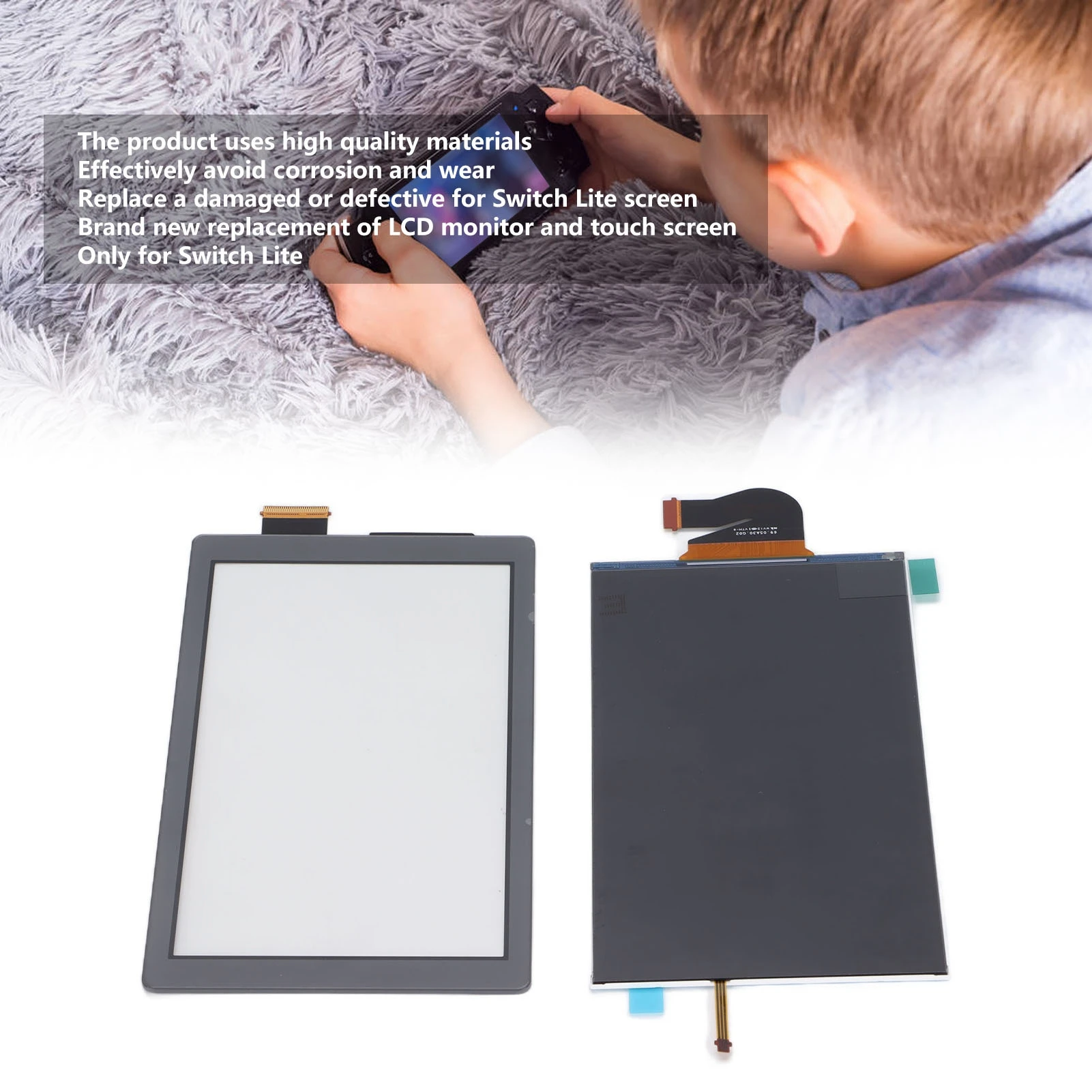 Nintendo Switch lite用の交換用LCDディスプレイパネル,プレミアム素材