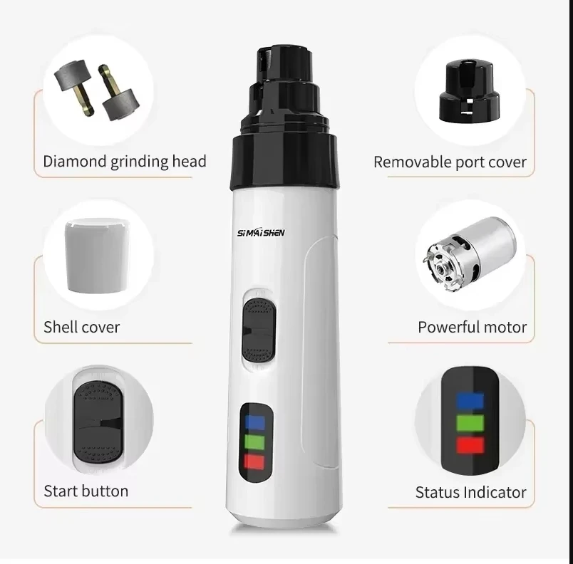 Pet Nail Clippers Nail Grinder for Cats Dogs Electric Trimmer Battery Life 8 Hours Rechargeable Plug-in