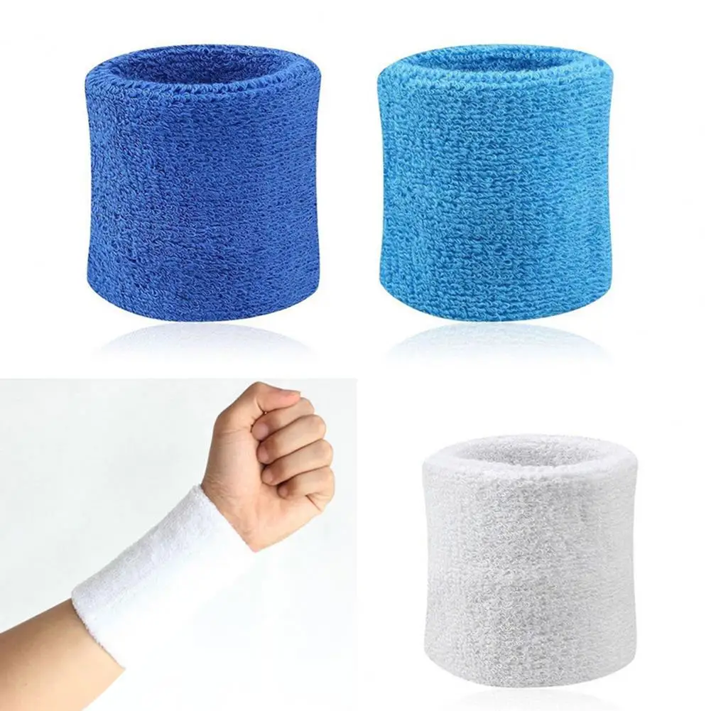 2Pcs Cotton Wrist Band Wristband Tennis Sweat Bands Quick Dry Fitness Sweatbands Wrist Wrap Safety Support Brace Wrap Band wrist support wrist support band wrist sweat wristbands wrist sweatband