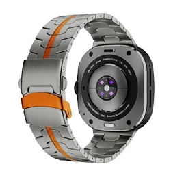 Luxury Titanium Strap for Galaxy Watch Ultra 47mm - No Gap Metal Bracelet Band (Titanium Orange)