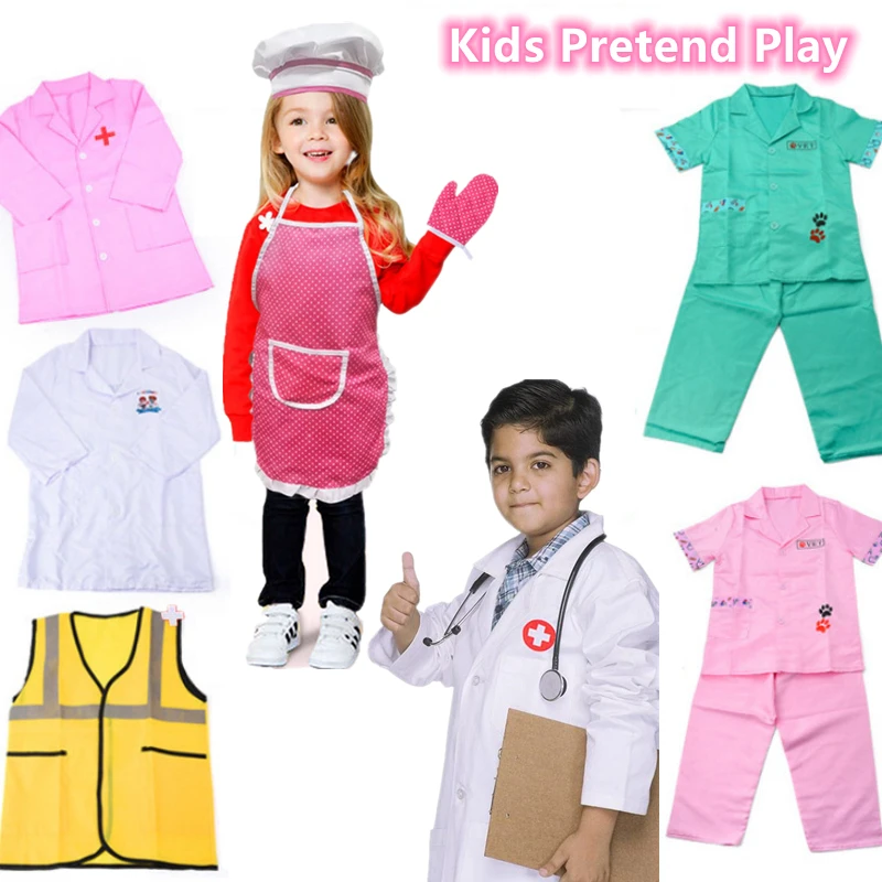 

Children Doctor Role Play Costume Dress-Up Set Doctor Lab Coat Cosplay for Toddler Scientist Veterinary Engineering Uniforms