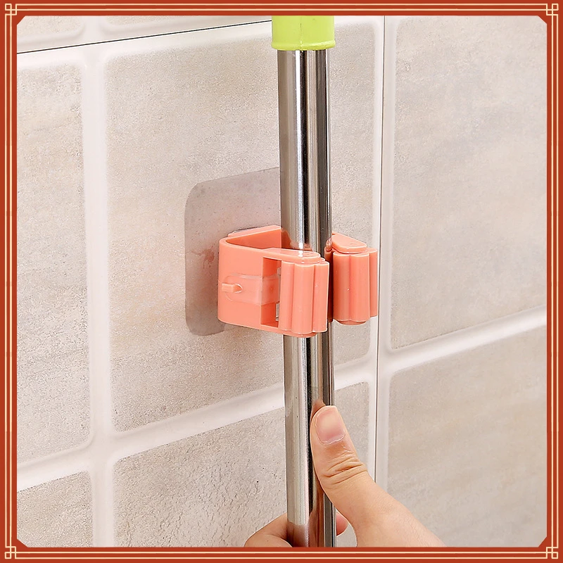 

Mop Rack Bathroom Accessories Wall Mounted Shelf Organizer Hook Broom Holder Hanger Behind Doors/On Walls Kitchen Storage Tool