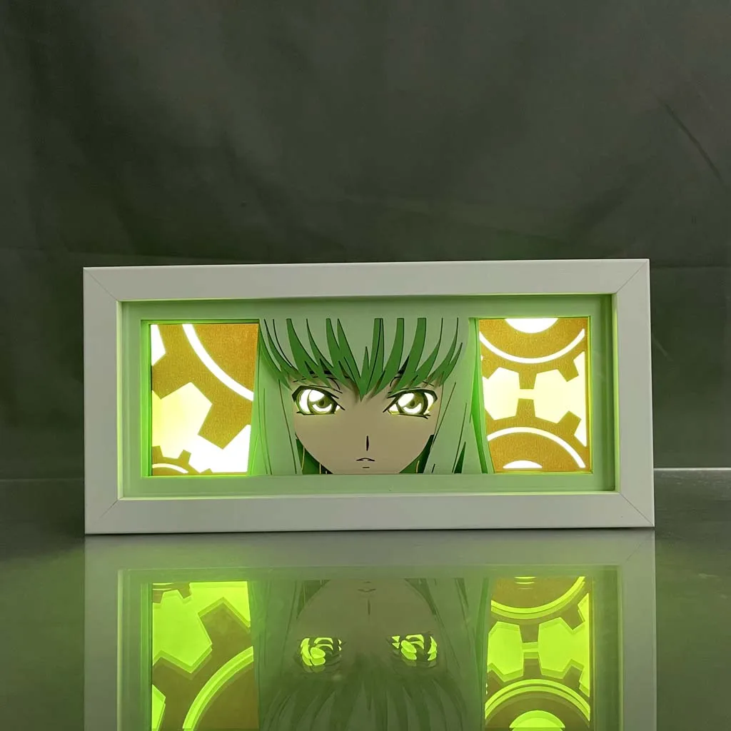 Anime Light Box Code Geass Cc Paper Cut Lightbox for Bedroom Decoration Desk Manga Shadow Box Kids Birthday Gift Table Lamps