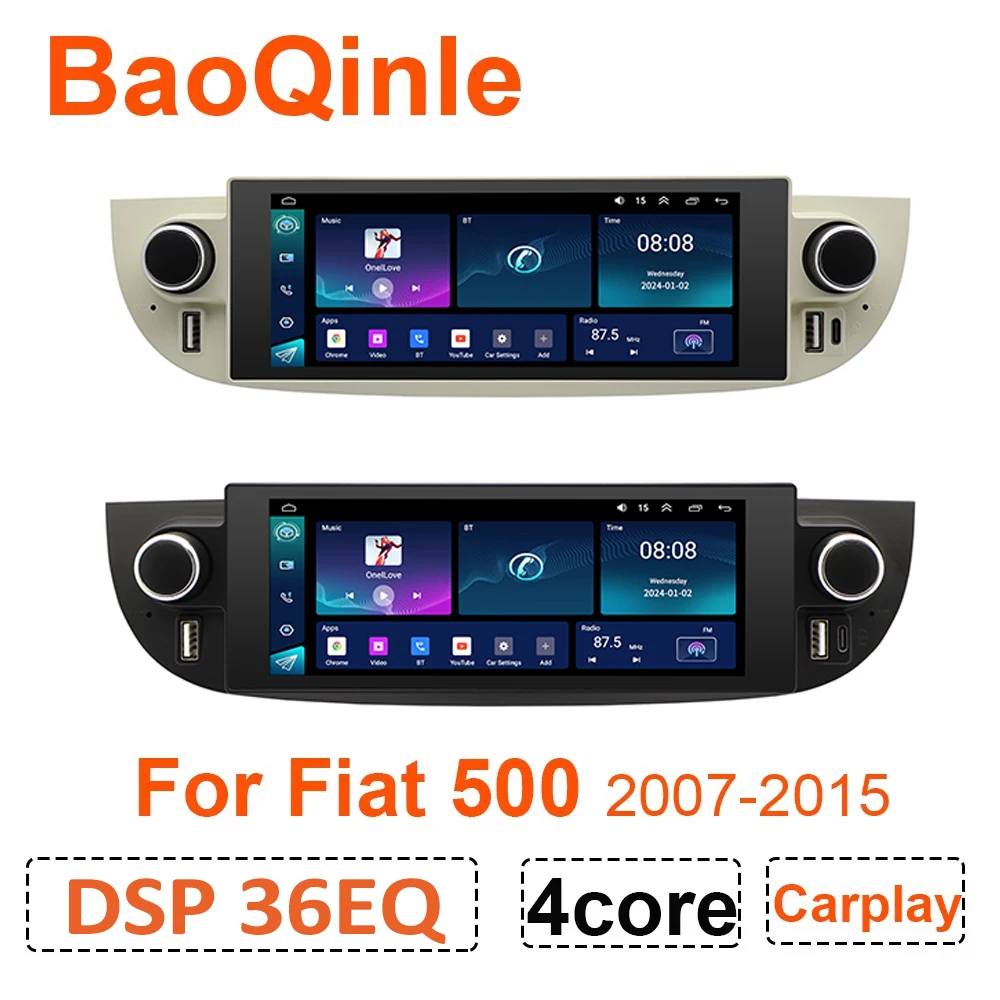 Car Multimedia Player Car Radio Player Car Radio Android Auto Car Radio For FIAT 500 2007-2015 Carplay GPS Navigation 1DIN DSP Multimedia Player