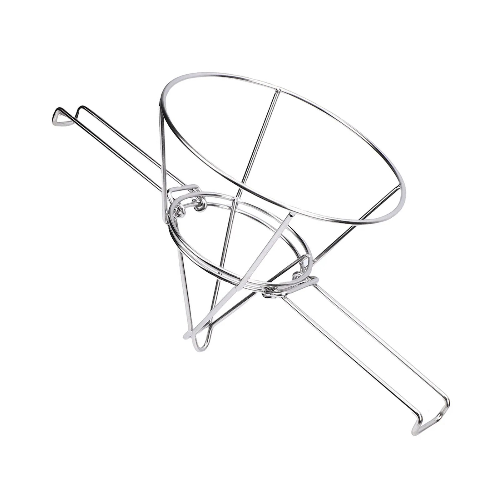 Deep Fryer Oil Filter Stand 9.3 Inch 304 Stainless Steel Fryer Oil Filter Cone Holder Rack with Folding Arm for Kitchens