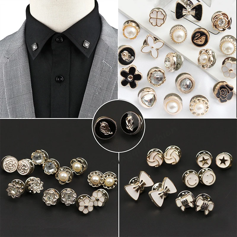 5Pcs Free Sewing Pearl Rhinestone Button Brooch Prevent Accidental