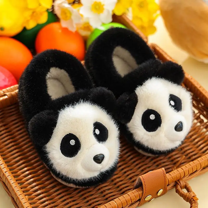 

Animal Slippers to Be Home Child Chinese National Treasure Panda Cute Slippers Baby Warm Fluffy slippers Boys Girls Plush Shoes