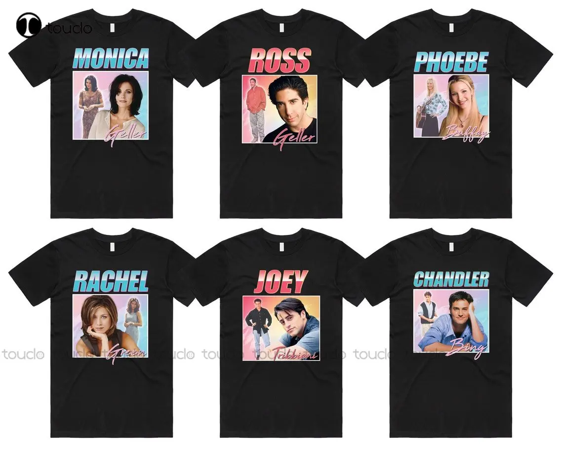 Friends T-Shirt Tee Top Rachel Green Monica Geller Joe Tribbiani Febe Buffay Ross Geller Chandler Bing Retro Anni '90