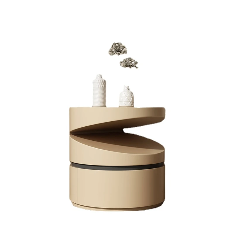 

YY Cream Style round Bedside Table Small Simple Modern Solid Wood Cabinet
