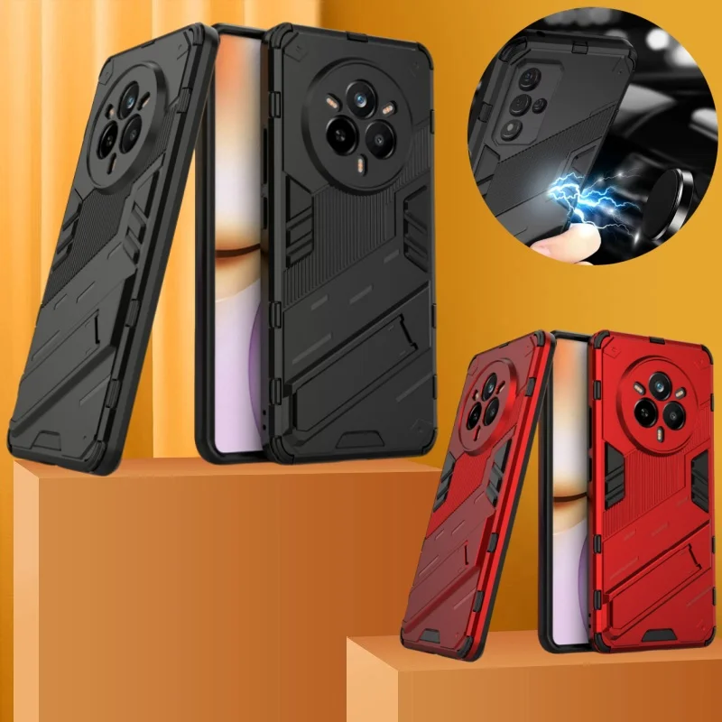 Magnetic Armor Shockproof Phone Case with Kickstand - Enhanced Protection Back Cover