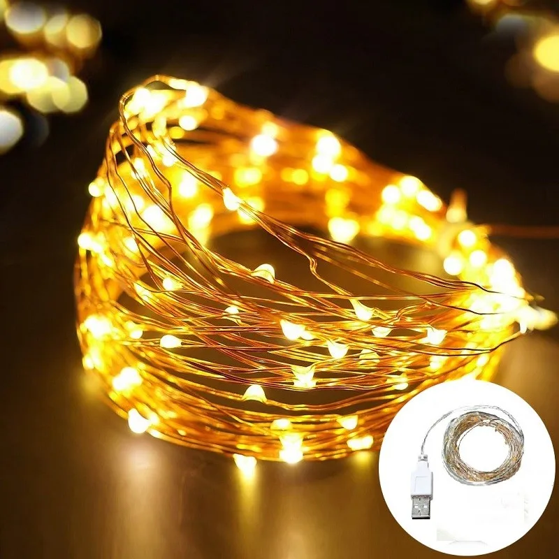 

8 Colors USB LED String Lights Copper Wire Wreath Fairy Tale Lamp S Christmas Wedding Party Decoration 2/5/10/20M