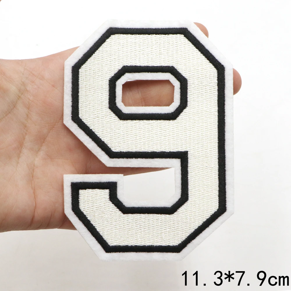 1pc weiß 11,3 cm 0-9 Nummer Buchstaben Patches für Kleidung Hut Jacke shose nähen Stickerei Applique Patches auf Kleidung dekorieren DIY – Detail 13