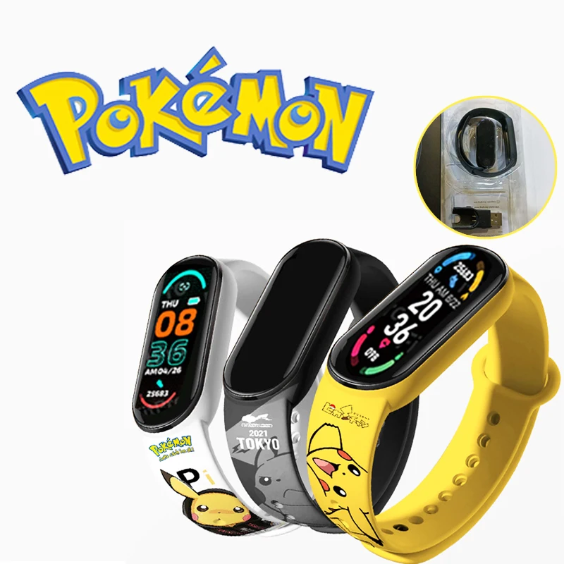 2022 New PokemonElectronic Watch Pikachu Smart Bracelet Color Sport Bracelet Heart Rate Sleeping Kid Birthday Gift Clock