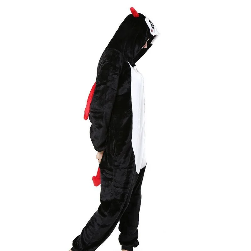 Black Devil with Wings Creative Flannel Thermal Hooded Onesie Children's Anti-kick Sleeping Bag Adult Homewear Stage Costume