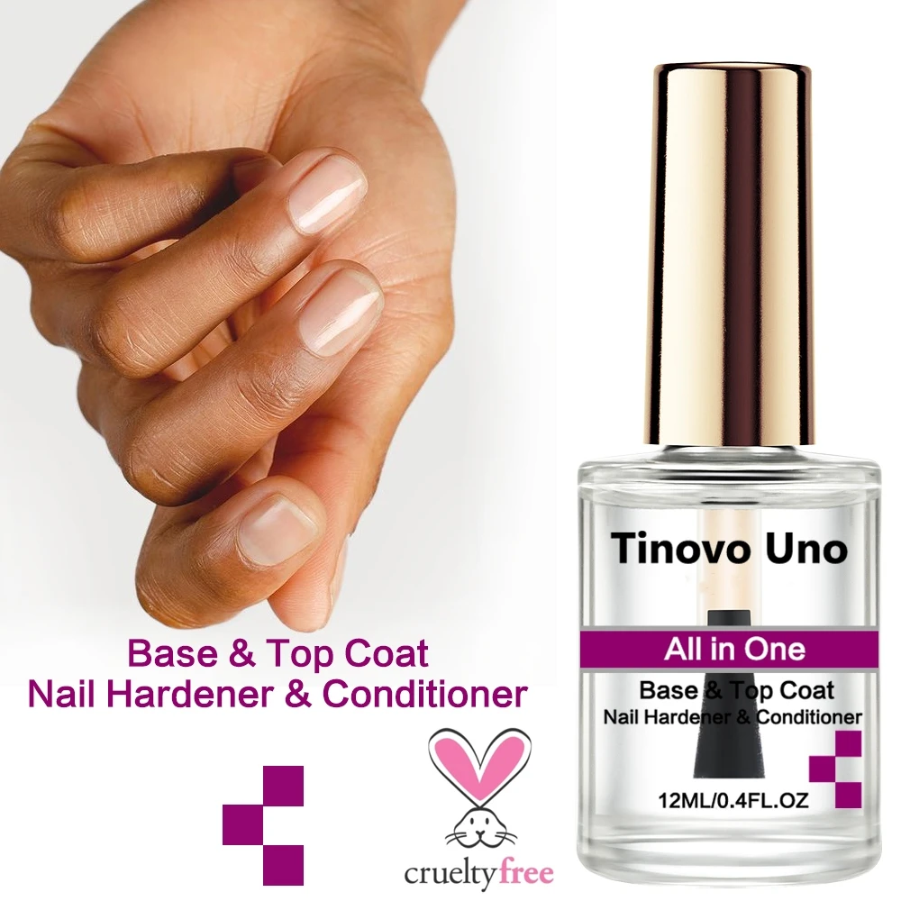 Tinovo Uno Nail Strengthener All In One 12ML Nail Hardener Normal Base Coat Top Coat Clear Natural Nail Polish Manicure Repair 2