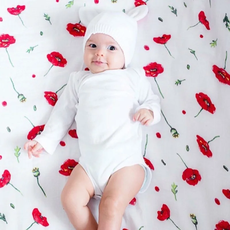 Baby Blanket Newborn Muslin 100% Cotton Baby Blanket Swaddle Wrap Receiving Blanket Bath Towel 120x120cm Bedding Muslin Swaddle - 5