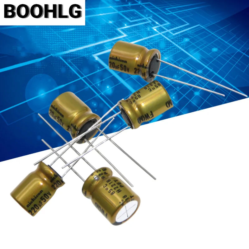 Original 220UF 50V fever audio capacitor 5PCS 50V 220UF 10X12.5 FW gold shell audio capacitor