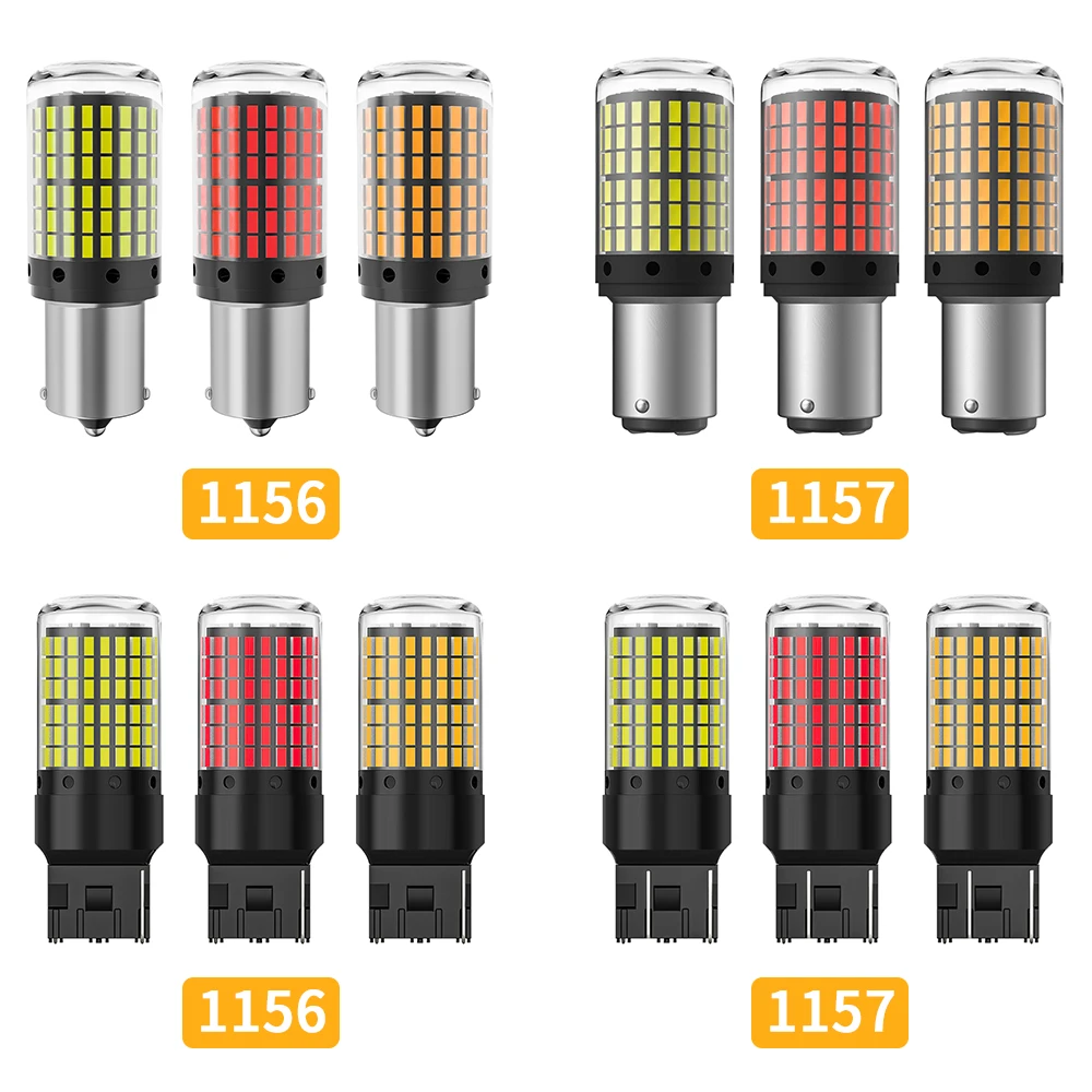 LED car bulbs 2pcs P21W BA15S BAU15S PY21W 1157 BAY15D P21/5W Canbus 3014 144SMD for auto reverse turn signal lamps