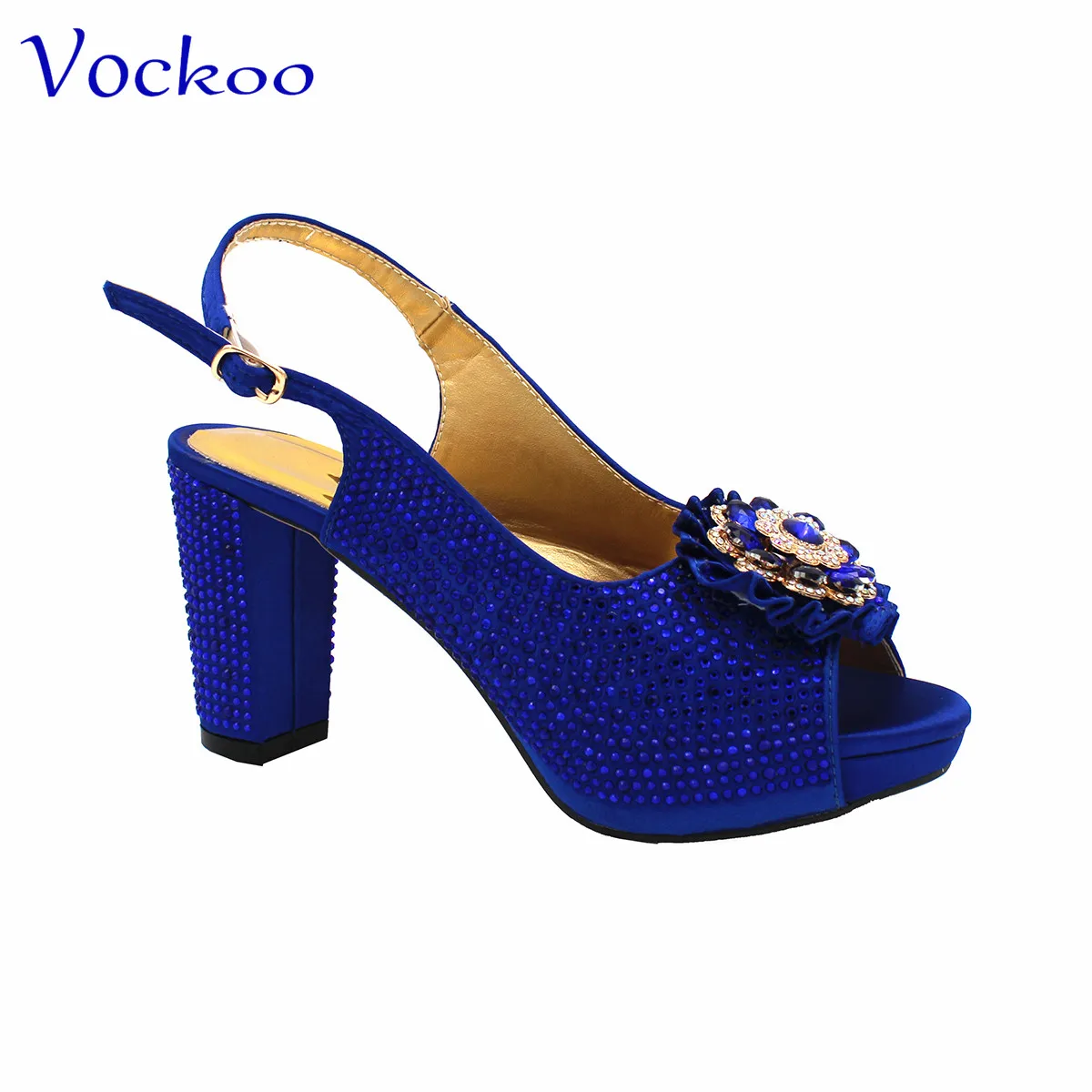 2023 Winter New Arrivals Peep Toe Italian Women Shoes and Bag in Royal Blue Color Specials Design for Wedding