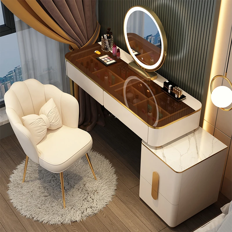

Dressing Table Light Luxury Rock Board Bedroom Dressing Table Modern Minimalist Makeup Cabinet Bedroom Furniture Dressers