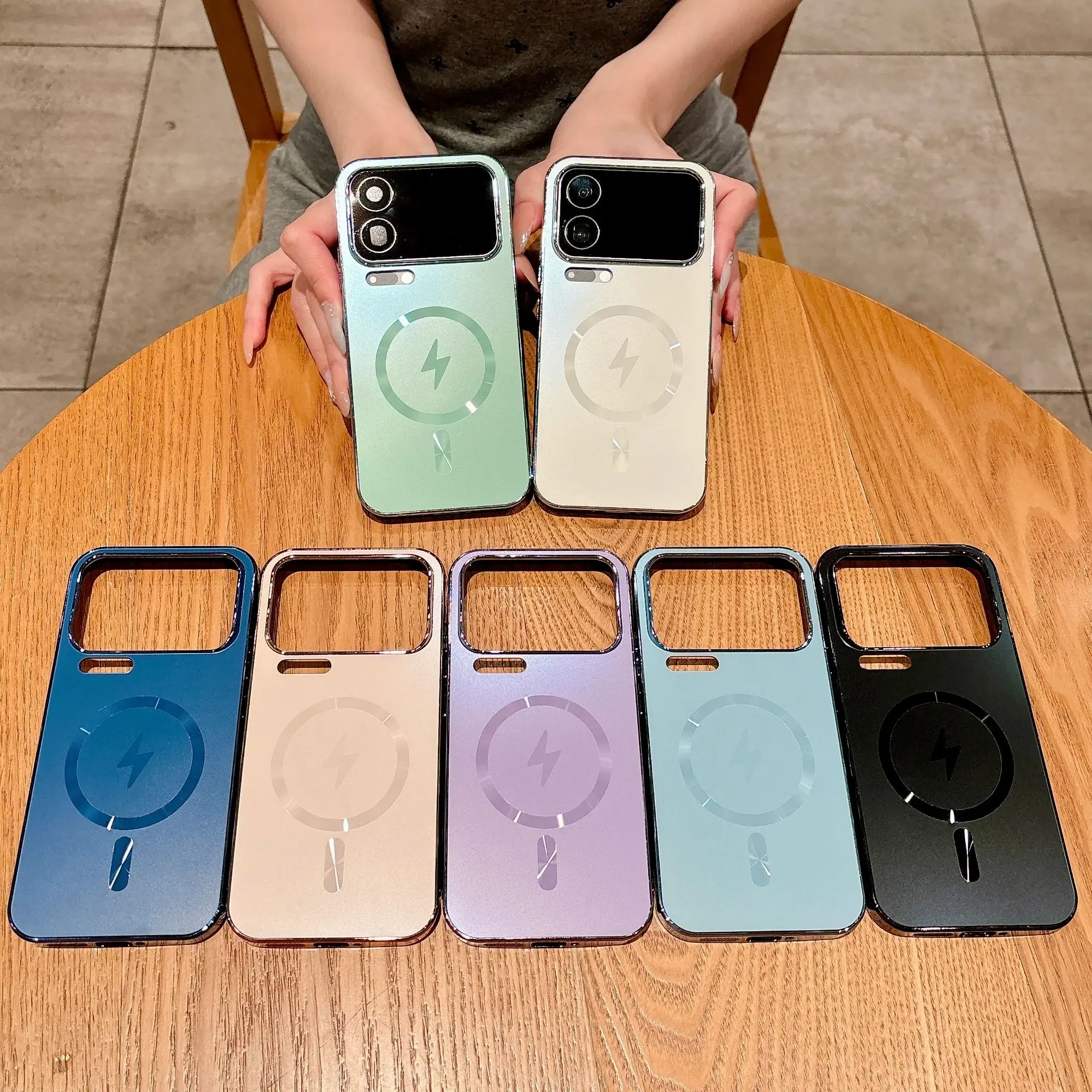 Luxury Plating Matte Magnetic Shockproof Case with Magsafe Compatibility