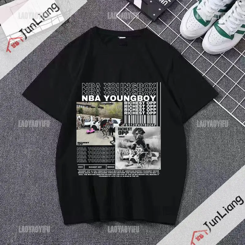 

YoungBoy Never Ripped A Top Again for Women Aesthetic Short Sleeve Oversized Shirt for Men Hip Hop Vintage Street Wear
