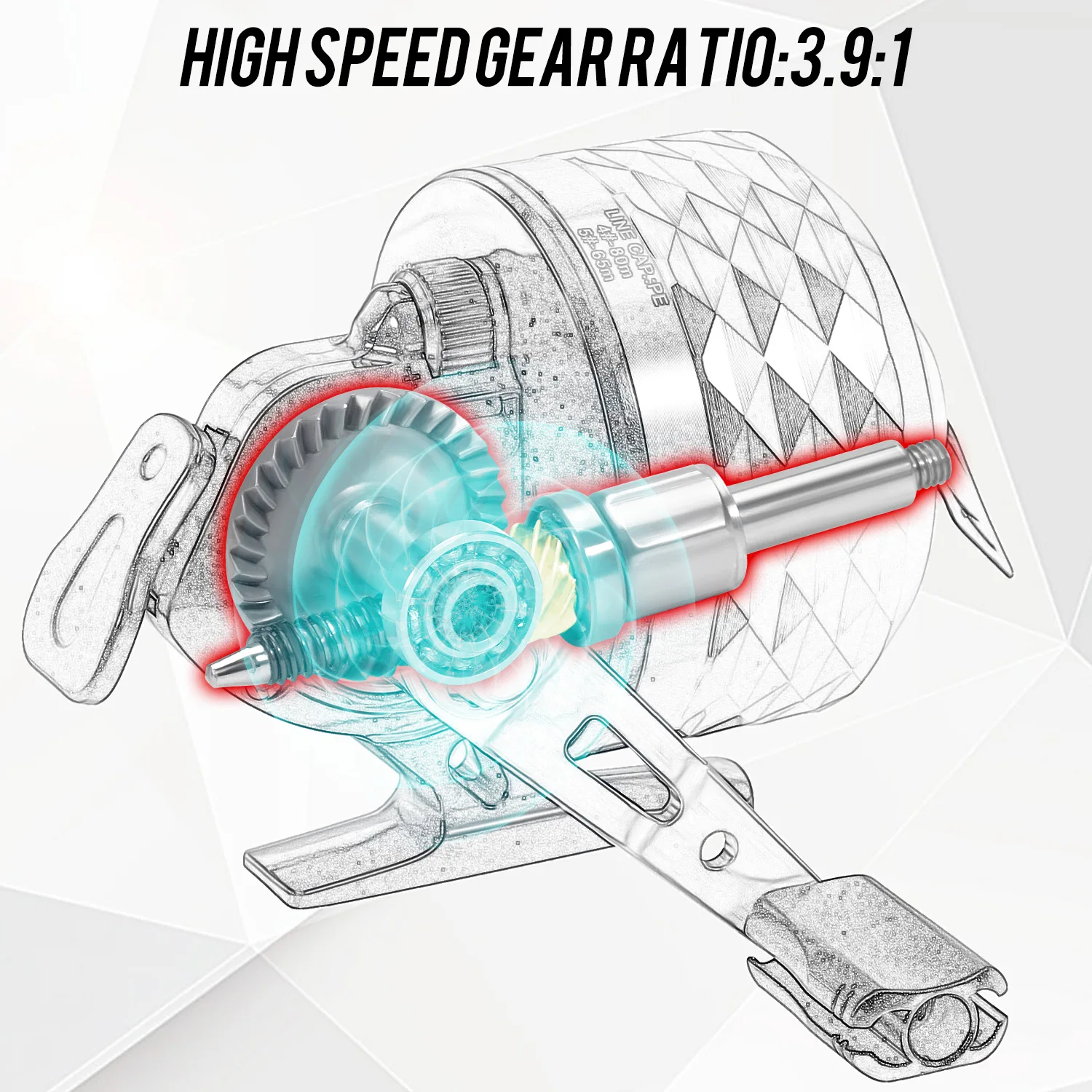 Sougayilang Bremsrad Spincast Angelrolle 3,9:1 Hochgeschwindigkeits-Köderrolle aus Aluminiumlegierung mit geflochtener Nylon-Angelschnur Pesca – Detail 24