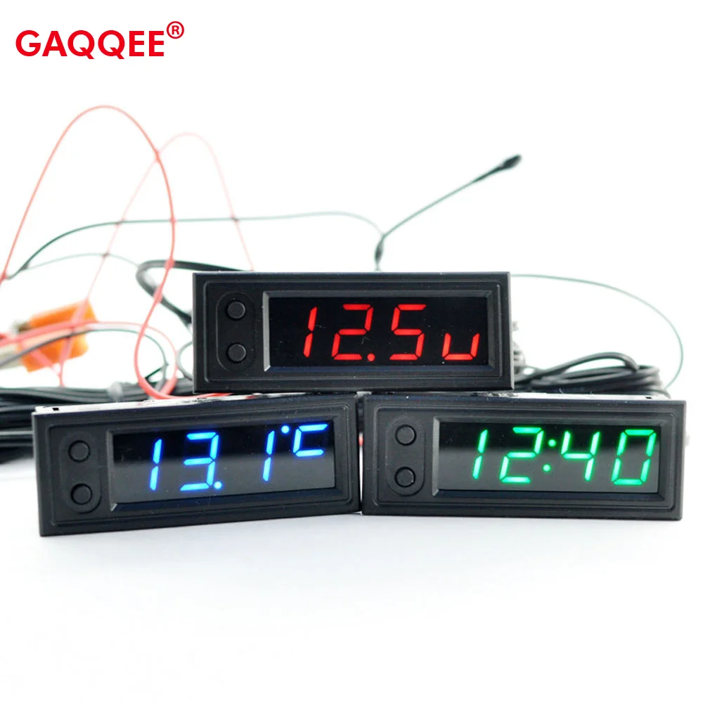 

3 в 1 Автомобильный вольтметр с часами температуры 5-27 В постоянного тока измеритель напряжения Термометры электронные часы цифровой дисплей ЖК-экран тестер