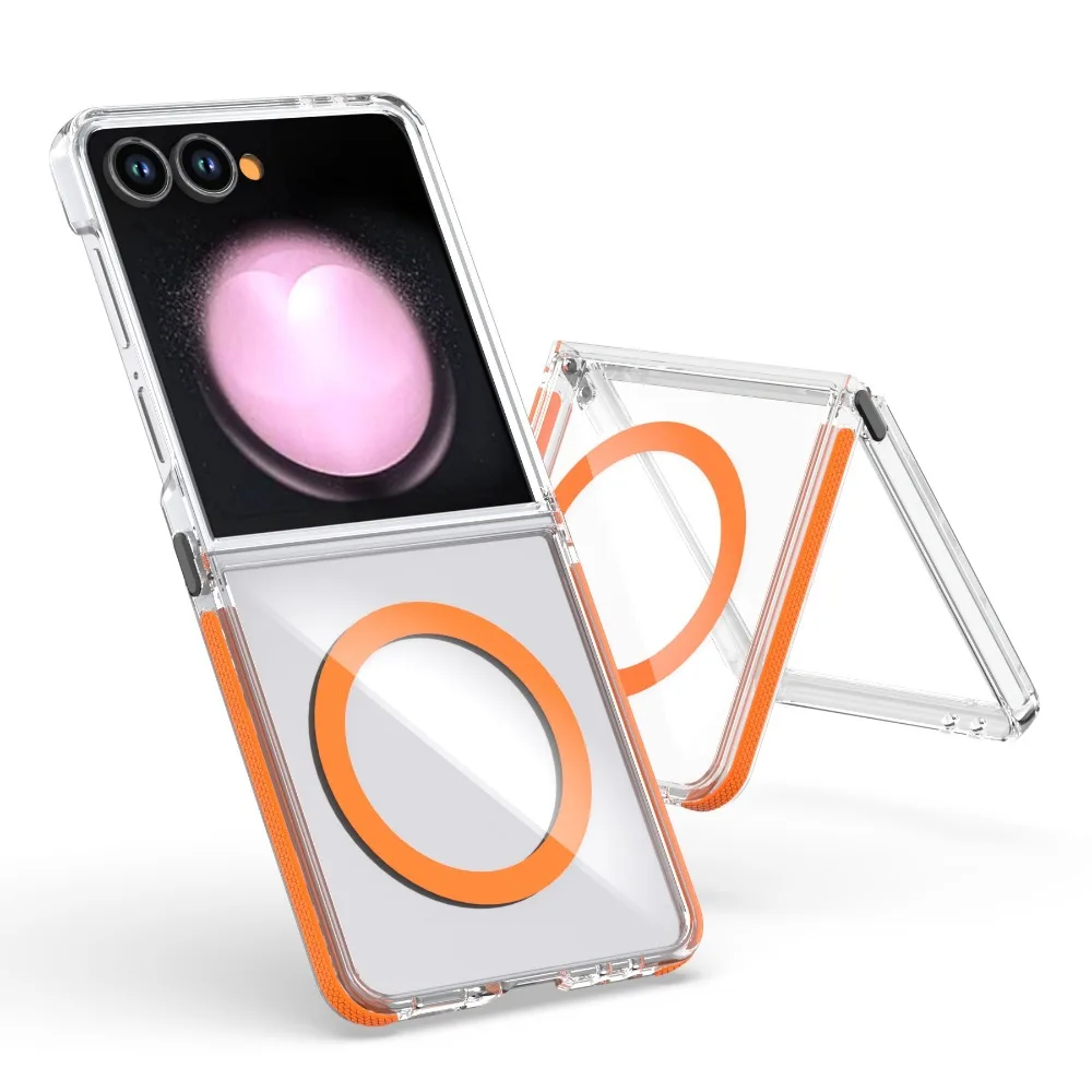 Luxury Transparent PC Case with MagSafe Wireless Charging and Hinge Protection - Shockproof Design